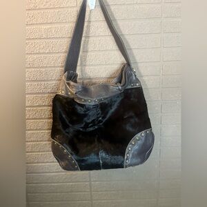 Aqua Madonna Black and Gray Shoulder Bag